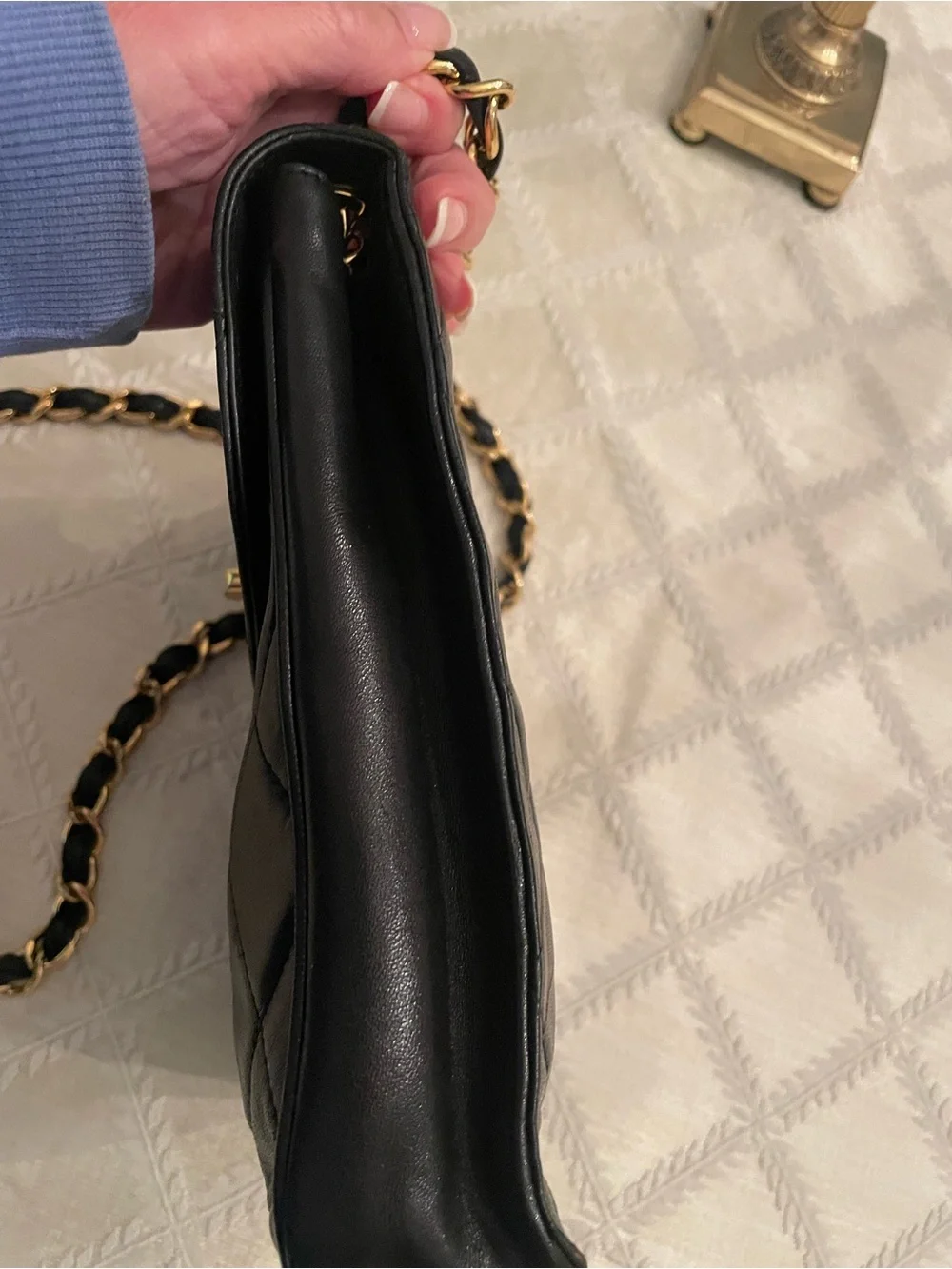 CHANEL Black Quilted Leather Shoulder Bag with Gold Hardware
